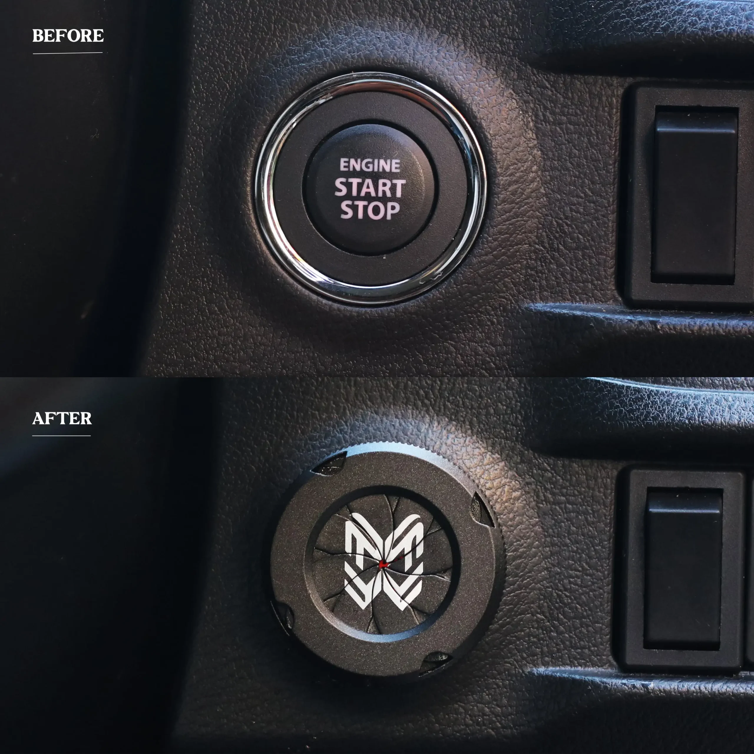 Car start Stop Button Cover - Black Spin - Image 2
